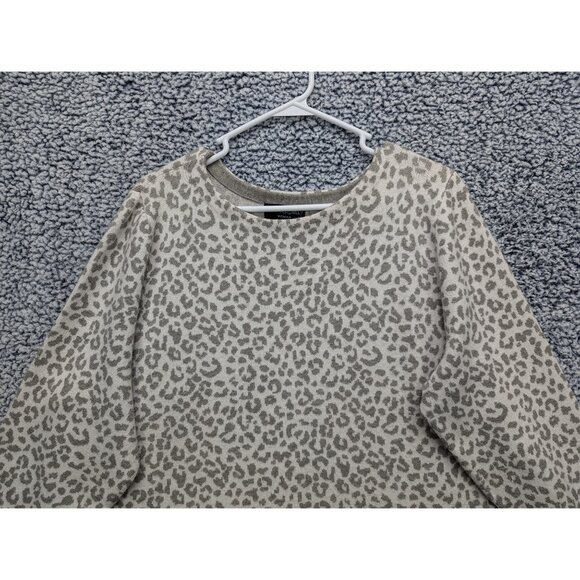 Cynthia Rowley Animal Print Sweater Size 2X Knit 3/4 Sleeve Soft Cozy Plus Gray - Picture 3 of 12